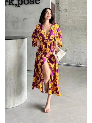 Zengezur Mall Storozde Çiçek Baskılı Elbise Sarı (Beden: S)