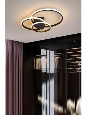 Sole Siyah Renk Modern Tasarım Salon - Mutfak - Hol - Yatak Odası Beyaz LED Avize