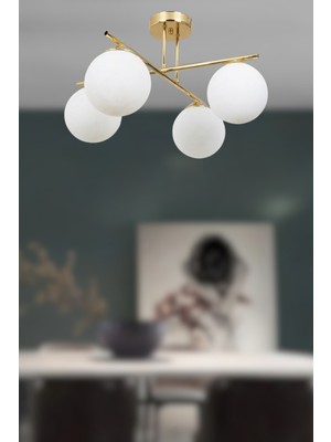 Ronisu Aydınlatma Neutral 4’lü Cam Küre Modern Avize – Salon & Oturma Odası Avizesi