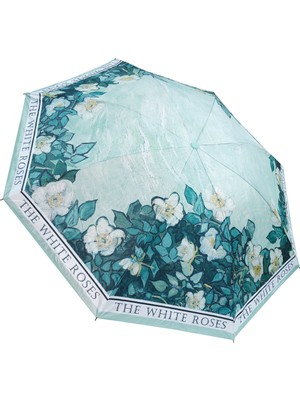 Normadia Çiçek Desenli Uv 50+ 8 Telli Yeşil Şemsiye, Hafif ve Şık Tasarım