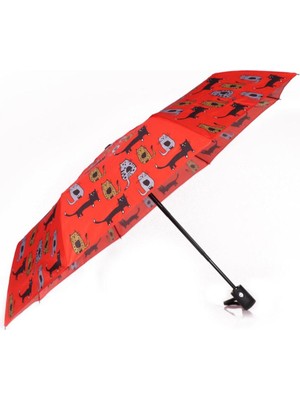 Normadia Kedi Desenli Otomatik Şemsiye, Rüzgar Dayanıklı, Kompakt ve Şık Tasarım