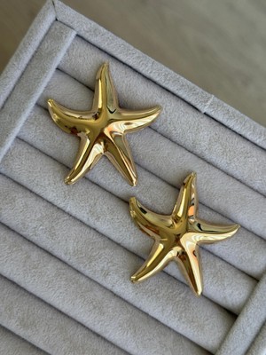 İrem Yıldız Deniz Yıldızı Gold Model Çelik Küpe