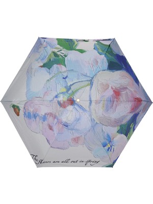 Normadia Mavi Çiçek Desenli UV50 Koruma Çanta Boy Şemsiye 90 cm