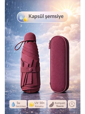 Normadia Mini Otomatik Kapsül Şemsiye, Rüzgara Dayanıklı, Taşıma Çantasıyla