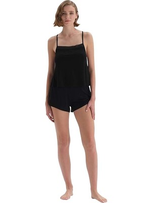 Dagi Siyah Askılı Şort Örme Pijama Takımı