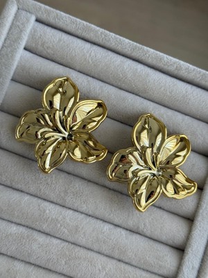 İrem Yıldız Şık Model Plaka Gold Çelik Küpe
