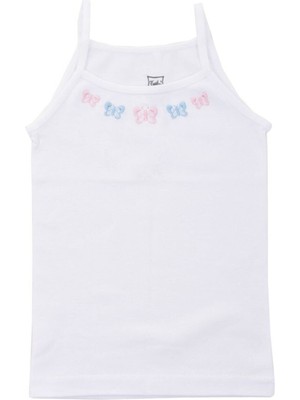 Tutku Kız Çocuk İp Askılı Atlet 6'lı Pamuk Rahat Tasarım Beyaz Renk