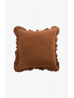 Barine Keten Dokulı Kırlent Kılıfı Toprak Rengi