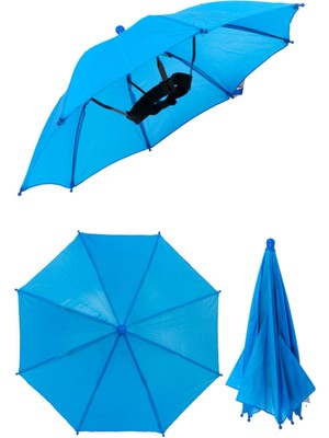 Normadia Kafa Takılan Şemsiye Gölgelik, Yazlık Plaj Şapkası, Koyu Mavi