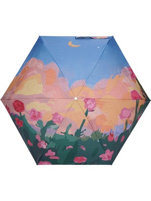 Normadia Renkli Desenli UV50 Koruma 90 cm 6 Telli Çanta Boy Şemsiye