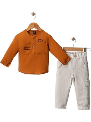 Celira Hkursat Cnz Turuncu Keten Gömlek Erkek Çocuk Takım
