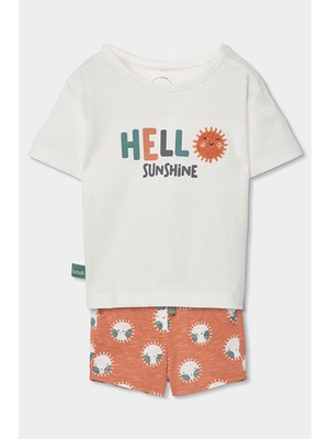 Boboli Hello Desenli 2li Takım 6-24 Ay Beyaz