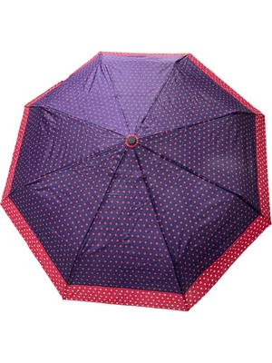 Normadia Mor Kırmızı Nokta Desenli Otomatik Katlamalı Şemsiye, Şık ve Hafif Tasarım