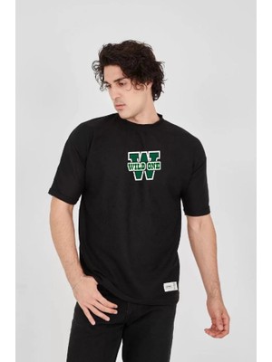 Veralya Unisex Waffle Kumaş Çift Katlamalı Kol Baskılı Tshirt