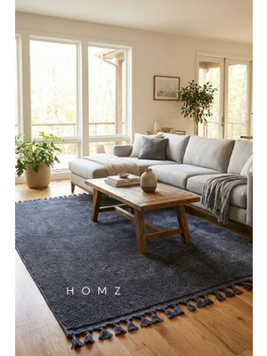 Puffy Peluş Tüylü Kaymaz Taban Yumuşak Kesme Yolluk Halı - Beyaz