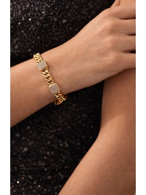 Solène Alara Zirkon Taşlı Rose Gold Altın Kaplama Çelik Bileklik