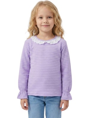 Crassi Kız Çocuk Bluz Yaka Dantelli Kol Lastikli