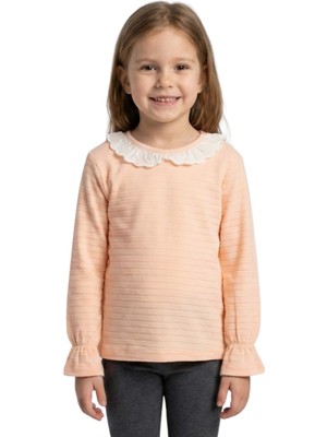 Crassi Kız Çocuk Bluz Yaka Dantelli Kol Lastikli