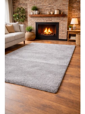 Tavşan Tüyü Peluş Halı Kaymaz Taban Yumuşak Dokulu Salon Yatak Odası Halısı Düz Bej