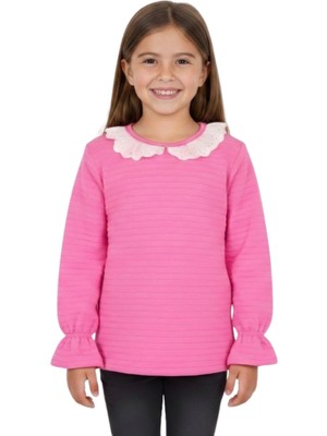 Crassi Kız Çocuk Bluz Yaka Dantelli Kol Lastikli