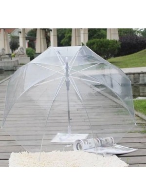 Normadia Şeffaf Beyaz Hafif ve Dayanıklı Yağmur Şemsiyesi