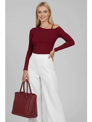 Zengezur Mall Storozde Tek Omuz Ipli Bluz Bordo T4328 (Beden: Xl)
