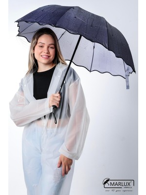 Normadia Kadın Siyah Yağmur Damlası Şemsiye, Dayanıklı ve Şık Tasarım