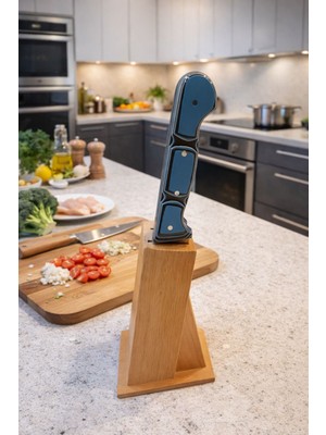 Seymen Bıçakçılık Sürmene Hakiki El Dövmesi 4’lü Bıçak Seti – Ahşap Saklama Kütüklü – Ömür Boyu Garantili