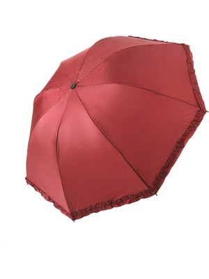 Normadia Bordo Fırfırlı Açılır Yağmura Dayanaklı 8 Telli Şemsiye