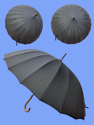 Normadia 24 Telli Ahşap Saplı Ultra Sağlam Fiber Gövde Rüzgar Korumalı Şemsiye