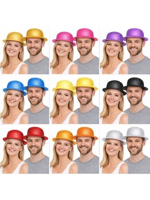 DS LLC Ieg™ Glitter Simli Melon Şapka 9’lu Set - 9 Renk Parti ve Kostüm Şapkası DSLLCRS-ETIEG34