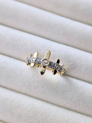 Diva Viva - Geometrik Tasarım Zirkon Taşlı Ayarlanabilir Yüzük (KOD-445)