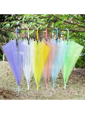 Normadia Renkli Şeffaf Yağmur Şemsiyesi, Unisex, Hafif ve Dayanıklı