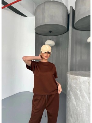 Veralya Osy Modal Yumuşak Dokulu Kumaş Kısa Kollu Bluz Rahat Pantalon Ikili Takım