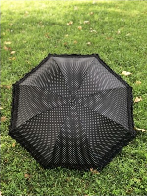 Normadia Şemsiye, Rüzgarda Güçlü, Kırılmaz Kenar Dantelli Siyah Kadın