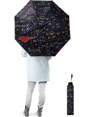 Normadia Matematik Desenli Yarasa Model 8 Telli Rüzgar Dayanıklı Manuel Şemsiye
