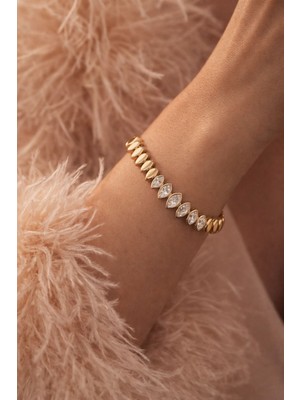 Solène Fiona  Altın Kaplama Rose Gold Taşlı Bileklik