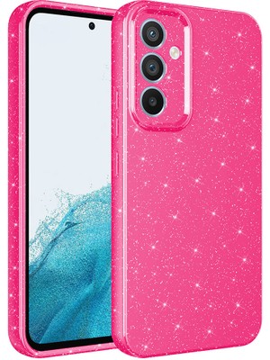 Büşra Ayhan Galaxy A34 Kılıf Kamera Korumalı Simli Lüks Bsay Koton Kapak-Pembe Koyu