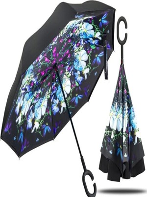 Normadia Şemsiye Kadın Gece Çiçeği Ters Tasarım, Şık ve Kullanışlı Aksesuar