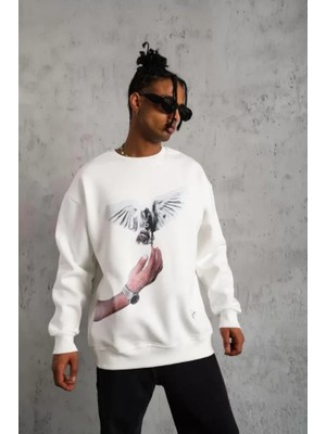 Veralya Erkek Güvercin Baskılı Sweatshirt