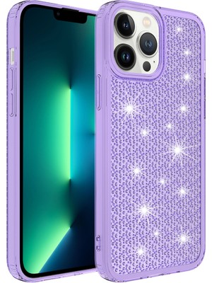 Büşra Ayhan iPhone 13 Pro Max Uyumlu Airbagli Parlak Tasarımlı Bsay Snow Kapak-Mor