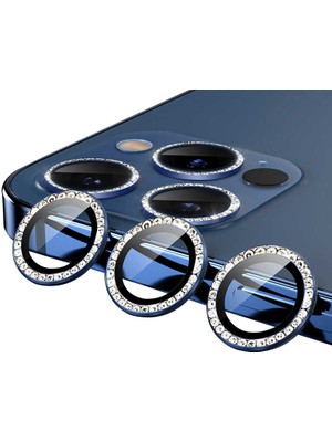 Büşra Ayhan iPhone 12 Pro Max Uyumlu Bsay Cl-06 Kamera Lens Koruyucu-Mavi