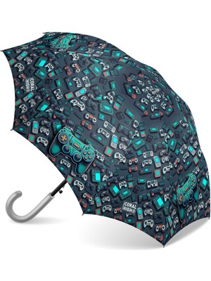 Normadia Renkli Çocuk Gamer Desenli Şemsiye, Eğlenceli ve Kullanışlı Yazlık Aksesuar