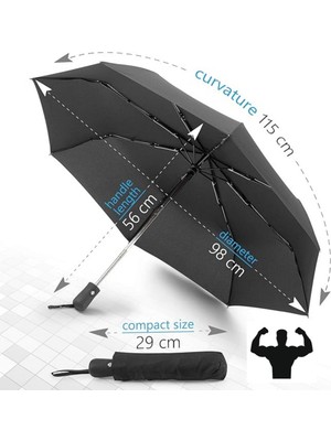 Normadia Susino Katlanabilir Otomatik Şemsiye, Ekstra Güçlü Büyük Boy Erkek ve Kadın