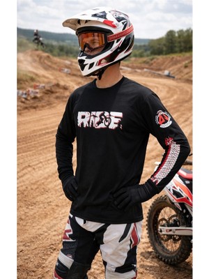 Aybaak Ride Enduro Cross Motorsiklet Baskılı Uzun Kol Tişört
