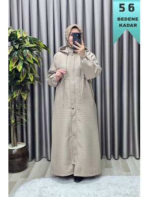 Elmas Tesettür Kadın Giyim Büyük Beden Beli Ipli Tam Boy Kapitone Kapşanlu Padesü