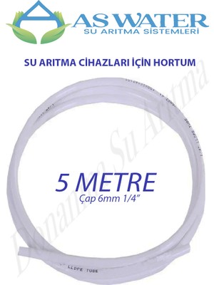 As Water Su Arıtma Cihazı Hortumu ( 1/4") 6 mm Beyaz 5 metre
