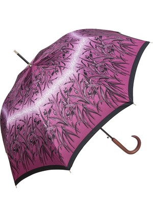 Normadia Mor Çiçek Desenli Uzun Kadın Şemsiye, Şık ve Kullanışlı Tasarım