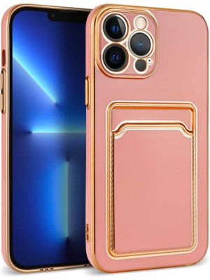 Büşra Ayhan Apple iPhone 12 Pro Kılıf Bsay Bark Kartlıklı Kapak-Rose Gold