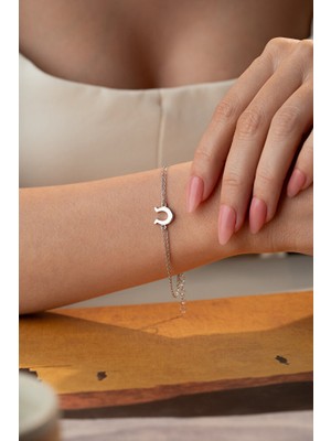 Two Arts Kadın Gümüş Bileklik At Nalı Figürlü Şans Bilekliği